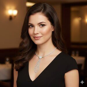 Rhinestone Silver Necklace with Tie Design